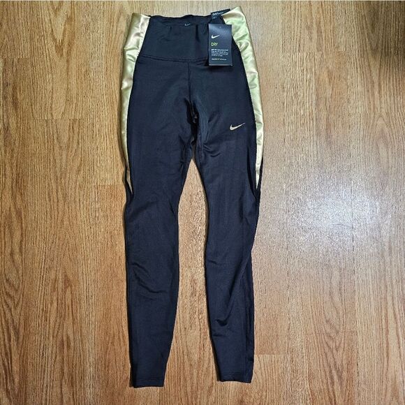 Nike Pro One Tigh Epic Luxe Leggings Tights Black Gold CU5020-010 Women's New - Picture 15 of 16